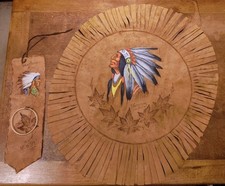 Native American Suede Leather Art Paintings X2 1920's Vintage Vancouver Canada