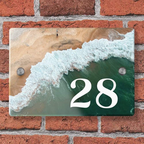 Beach waves house number sign - waves,