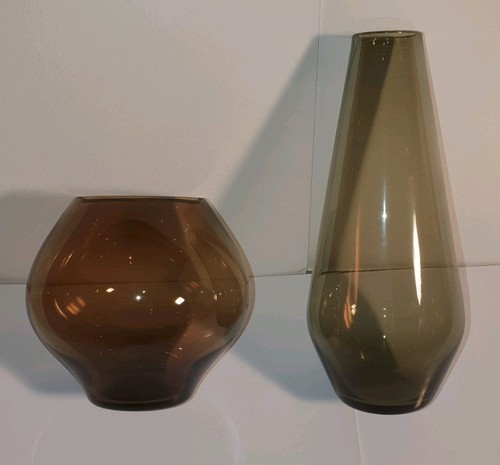 Smoked glass vases - 2,