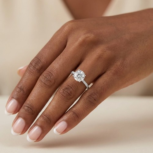 Side stone engagement ring - side,