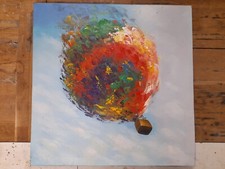 Hot air balloon painting on canvas acrylics 80cm pallet knife interior art