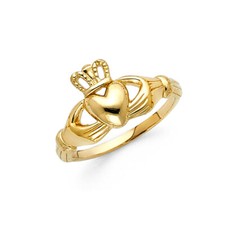 Ioka - 14K Solid Yellow Gold Claddagh Heart Ring