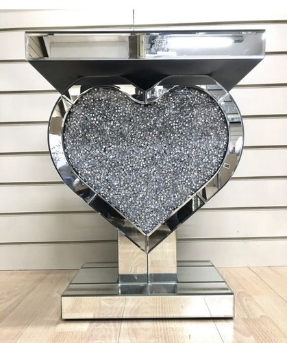 Mirrored crushed crystal heart - crystal,