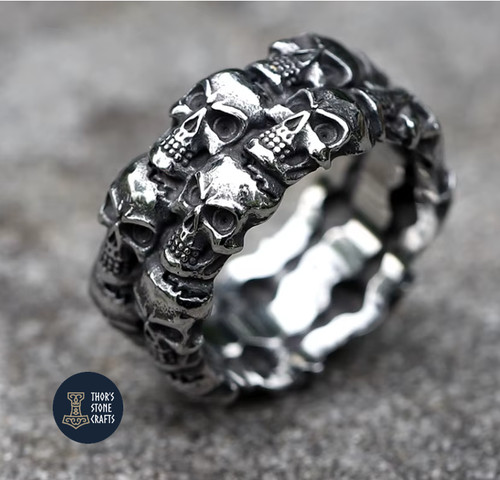 Skulls double band - ring, –