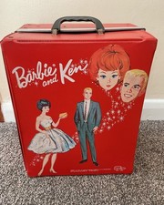 Vintage 1963 Mattel Barbie  & Ken Doll Double Carry Case / Storage Trunk .