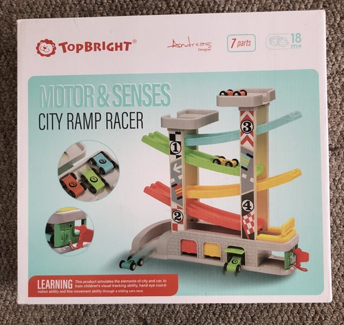 Top bright wooden car - bright, ramp