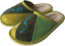 Boy's Leather  Slippers Shoes, Hand Made In Green