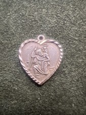 Silver St Christopher Love Heart Pendant (Small) Charm Size