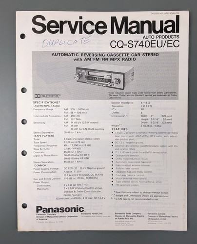 Panasonic s780eu s2780ec - panasonic, cq-s2780ec
