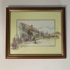 Glenda Rae framed cottage print watercolour style glazed wood frame 32x37cm