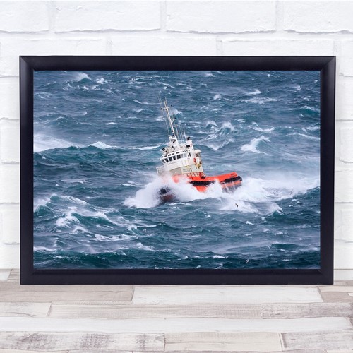 Tugboat sea waves iceland - sea,