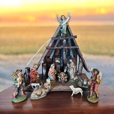 vtg italy nativity set wood