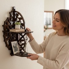 Hand carved Wood Wall Shelf