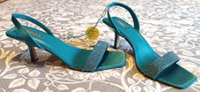 PRIMARK Turquoisw Diamante Open Toe Kitten Heel Sandals [8]