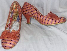Irregular Choice RETIRED Pink Woven Heels UK 5 Pink/orangy Bow Mid Heel