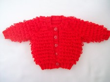 NEWBORN  RED LOOPY CARDIGAN