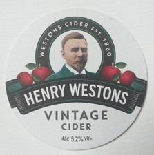 Beer mat.Henry Westons Vintage Cider.Collectible Breweriana.Advertising Coaster.