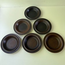 6 Finish Vintage Arabia Ruska dessert bowls. Scandinavian stoneware 60s/70s.
