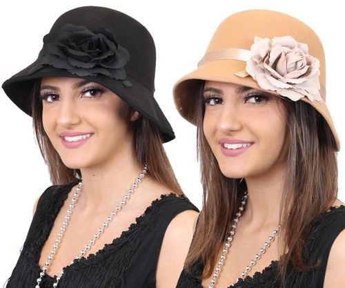 Cloche hat with flower - cloche,