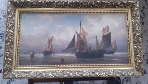 Framed print lugger off - print,