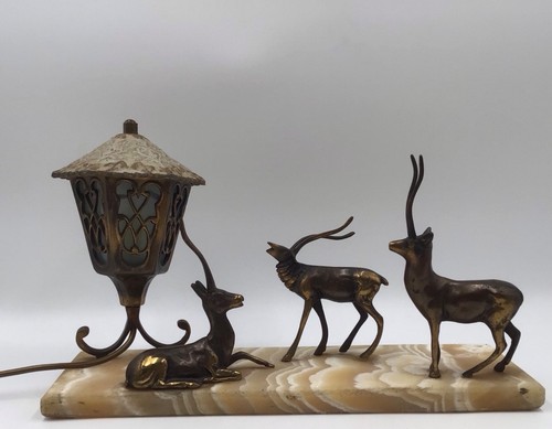 Art deco bronze - lamp, with