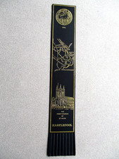 Leather BOOKMARK Hartlepool Map Seal Abbey Church of St Hilda BLACK Unused