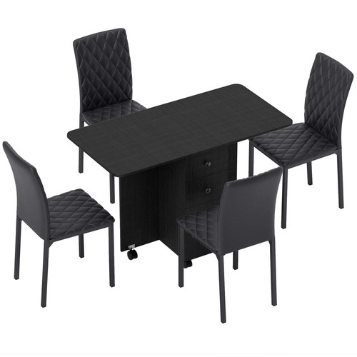 Dining table set folding drop - table,
