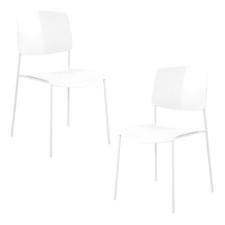 Academy Plastic Kitchen Chairs Aspen Set of 2 White Durable Lightweight