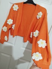 Orange Cropped Cardigan +