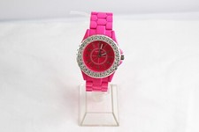 Softech London Pink Wristwatch with Silver Bezel, Case Back &Metal Strap Working