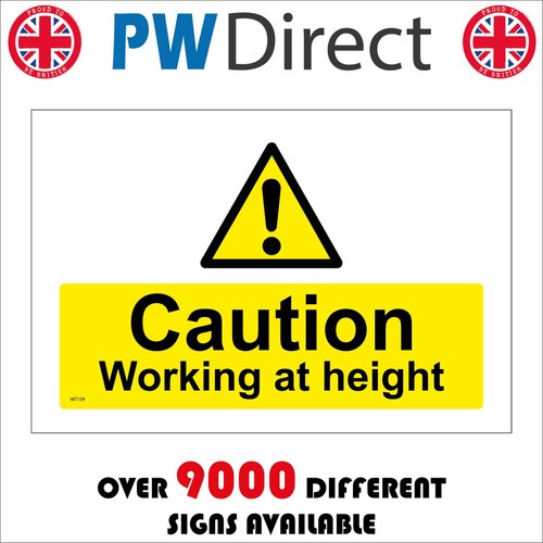 Sign caution working - caution, height