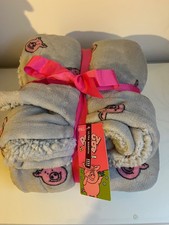 BNWT - Marks & Spencer - Grey Percy Pig Throw / Blanket Size 120 x 150cm - warm!