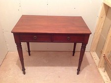 Good 19th Century Victorian Flame Mahogany Two Drawer Desk Hall Console Table