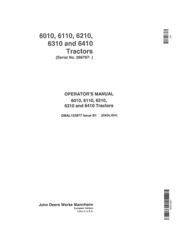 John deere tractor 6010 6110 - john,