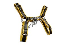 MEN Harness Leather Adjustable Chest Half Gay Harness CLUB-WEAR Fetish YELLOW XL
