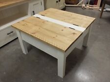 SHABBY PAINTED COFFEE TABLE LIFT UP LID ROUGH SAWN DISTRESSED BESPOKE COLOUR