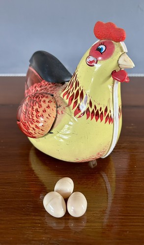 Vintage tin hen - vintage, eggs