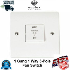 Bathroom Wash Room Fan Isolator Switch 10A White 1G 3 Pole Big Switch Quality