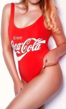 PRIMARK ORIGINAL COCA COLA RED SWIMSUIT BADEANZUG LEOTARD BAYWATCH UK 10
