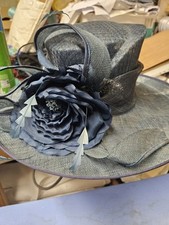 ladies Hat formal navy Hat wedding Races Occasion with flower and feathers