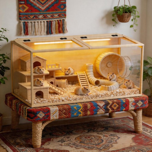 Wooden hamster cage - wooden,