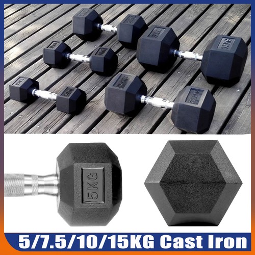 15kg hex dumbbells rubber - hex,