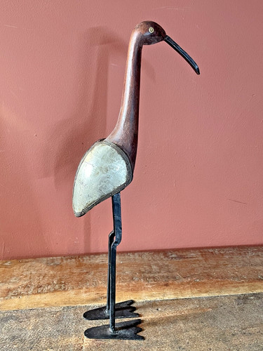 Vintage wooden heron bird - vintage,