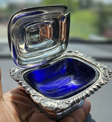 Antique mustard pot cobalt - antique,