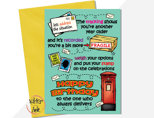 Postman funny birthday card - birthday,
