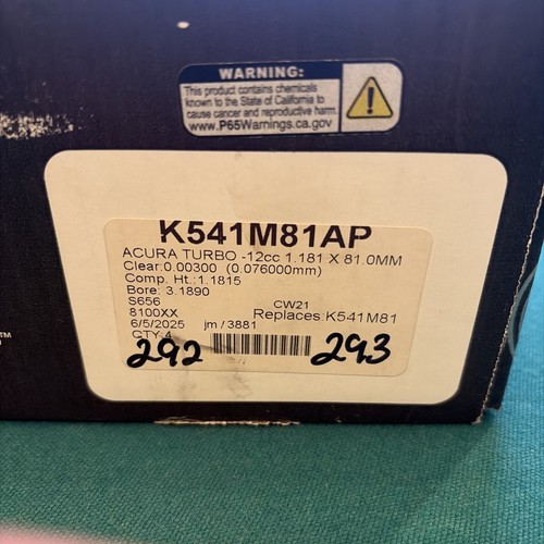 B18c1 b18c5 wiseco k541m81ap - b18c1/b18c5,