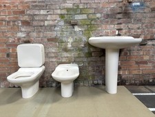 Jacob Delafon (Paris) matt off white/cream bathroom suite. basin, toilet, bidet.
