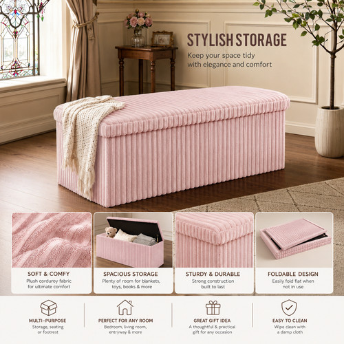 Ribbed foldable storage bench - ribbed,