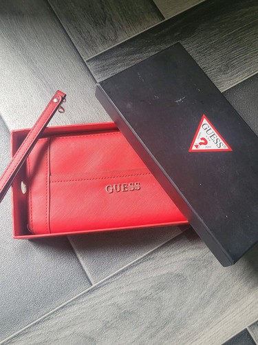 Guess red saffiano wristlet - guess,
