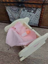 Dolls House 1:12 Scale Painted Wooden Rocking Crib